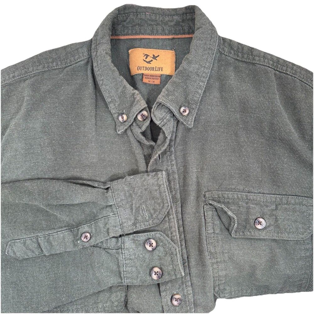 Outdoor LIfe Jacket‎ Mens Green LS Light Outdoor Pockets Size Medium Vintage
